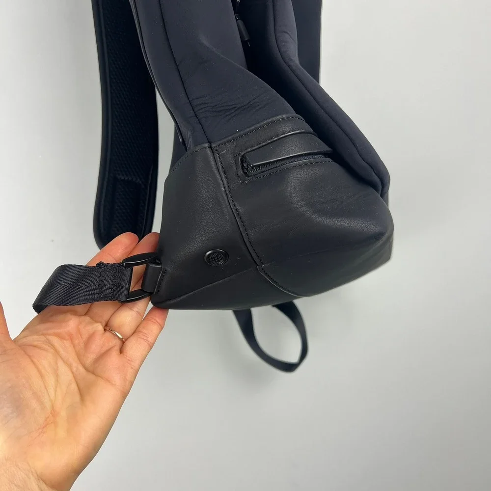 Caraa‎ x Athleta Black Neoprene Leather Trim Backpack Commuter Gym Bag Large